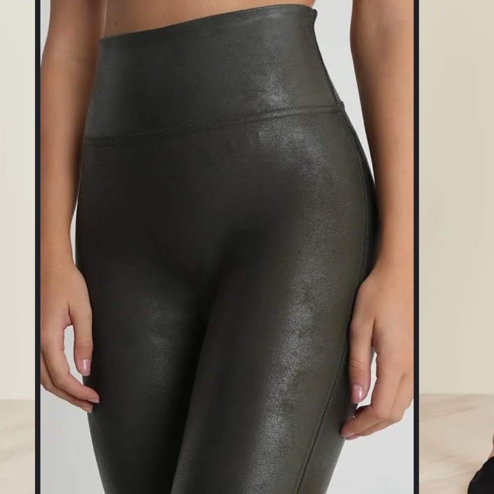 Spanks faux leather army green legging